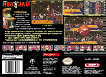 NBA Jam (USA) (Beta) box cover back